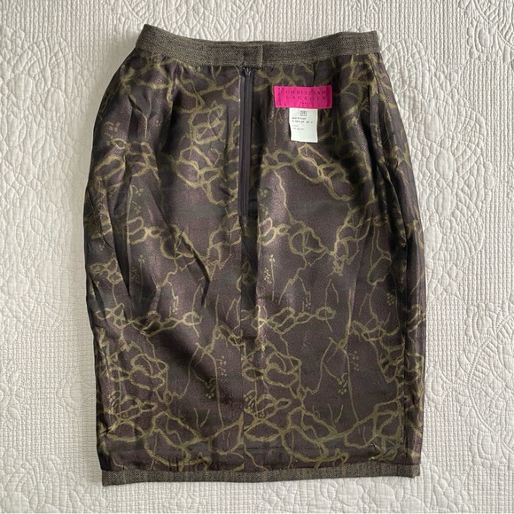 CHRISTIAN LACROIX Brown Wool with Abstract Velvet detail Around Waist Skirt Sz 4 - Picture 16 of 16